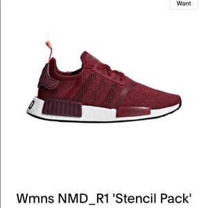 Women’s adidas NMD shoe in burgundy